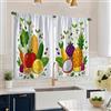 Generic Tende da cucina a forma di frutta, fresche e colorate, con foglie verdi, tende da cucina per finestre, decorazione per finestre per sala da pranzo, angolo colazione, lavandino, 66 x 114 cm