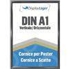 DisplayLager - Cornice a Scatto da 25 mm, Profilo in Alluminio e Disco di Protezione antiriflesso e Materiale di Fissaggio (A1, Grigio)