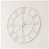 milani home - orologio da parete in metallo, diametro 100 cm, numeri romani, bianco, stile vintage