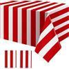 VorPrillynt Tovaglia di Carta Rotolo per Feste, 2 Tovaglie A Righe Rosse E Bianche, in Plastica, 137 x 274 cm, in Plastica, per Feste in circo, Serate Cinematografiche, Compleanni dei Bambini, Natale