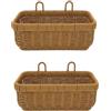 Keboyoe 2 Pezzi Cestino da Parete in Vimini Appeso Marrone 28 * 16 * 13cm