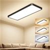 Uwithm Plafoniera LED Soffitto Lampadario Soggiorno Piatta, 58x22x2,9CM Pannello 32W 3000LM 3000K/4000K/6500K IP44 Plafoniera Soffittoda Cucina, Lampadario Soffitto Lunghe Camera Letto Bagno Corridoio, Nero