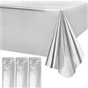 IVEOPPE 3 Pezzi Tovaglia per Feste Compleanno - 137 x 274 cm Plastica Lamina, per Grigliate, Riunioni di Famiglia, Campeggio (Argento)