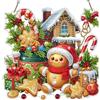 Bowetile Diamond Painting Pendente Adulti Bambino con Babbo Natale con Casetta, Natale Diamond Painting Kit Completo principiante, Insegna per Porta Kits Appendere da Parete Appeso Kit per Decorazioni