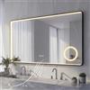 NeoArt Specchio Bagno LED con Bluetooth e Cornice in Alluminio | Specchio Argento HD da 5mm, Specchio da Parete con Interruttore Touch, 3 Colori di Luce Dimmerabile, Anti-Appannamento