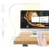 Mojimdo Lampada da Scrivania 77 LED con Distanza [Potere Illuminante Notevole] 70CM Lampada con Pinza, 3 colore &10 Livelli di Luminosità Lampada da Lettura 360° Flessibile con Caricatore USB