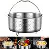 Spetsbst Inserto rotondo per pentola a vapore con manico, diametro di 13,8 cm, in acciaio inox 304, inserto a vapore per pentole, inserto setaccio per pentole, pentola a pressione, cottura a vapore di