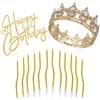 TaimeiMao 12 Pezzi Candeline Compleanno con Corona und Happy Birthday Cake Topper