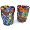 LE GEMME DI VENEZIA Bicchiere Goto Veneziano Murrina Foglia Oro Vetro di Murano Made in Italy (2 Bicchieri)