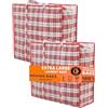 HENKi 2 x borse per riporre oggetti, borsa per la spesa Jumbo in cartone da viaggio, chiusura lampo e manici, grande borsa per la spesa da 20 kg, per vestiti, coperte, cuscino 80 x 60 x 30 cm (2 x rosso)