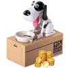 Xrten Salvadanaio a Forma di Cagnolino, Salvadanaio Elettronico Cane, Mangia Soldi, Giocattolo, Regalo per Bambini, Bianco