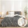 Dreamzie - Cotone 100% Copripiumino Matrimoniale 260x240 cm - 3 Pezzi (1 Copripiumino + 2 Federe 65x65 cm) - Grigio Astratto - Chiusura lampo - Oeko-Tex