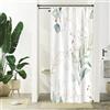 Uiiooazy Tenda Doccia Antimuffa, Uiiooazy Tenda da Doccia Piccola 90x180cm Verde Salvia Eucalipto Foglie Verdi e Giallo Tende da Bagno Tessuto Lavabile Impermeabile Poliestere Tende Vasca da Bagno con 6 Anelli