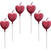 Lahviuu Candeline Compleanno a Cuore,6 Pcs Particolari Candele di Compleanno a Forma Stellare per Decorazione della Torta di Feste di Compleanno e Matrimonio,rosso