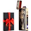dachance Accendino elettrico personalizzato, antivento, ricaricabile, USB, doppio arco, per campeggio, regalo di San Valentino (lupo)