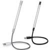 Weewooday 2 Lampada LED USB Luce Lettura Flessibile Dimmerabile di Bastone Flessibile Luce Pc a Tocca Interruttore a Collo Luci USB per Tastiera Laptop Libro Computer Letto(Nero, Argento)