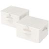 ENUMAIL Scatole Portaoggetti Lavabile con Manici,50x40x30cm,Beige,2 Pezzi