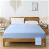 bienDo Lenzuolo con Angoli 140x200 cm Matrimoniale Francese, in Bambù e Seta Vegana, Altezza 35 cm, Biancheria da Letto Rinfrescante per Estate, Antibatterico, Blu