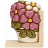 THUN, Fermalibri a Forma di Vaso con Fiore di Malva in Ceramica Decorata a Mano, Linea Racconti d'Autunno, 13x9.2x15.1 cm h