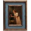 FFPMYF Cornice portafoto anticata, vintage, classica da appoggiare o appendere, per foto e immagini artistiche (23 x 18 cm)