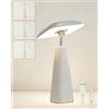 HARPER LIVING Lampada da tavolo ricaricabile, a forma di fungo, con funzione magnetica, dimmerabile, portatile, a batteria, per camera da letto, soggiorno, casa, ufficio, camera dei bambini (grigio
