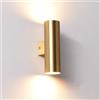 Alpinaluz Applique da Parete Up & Down con 2 Attacchi GU10, Design Cilindrico in Metallo, Lampada Decorativa da Interno per Corridoio, Camera e Soggiorno, IP20 (Oro satinato)
