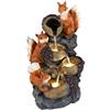COSTWAY Fontana a Cascata, Fontana da Esterno ed Interno con 4 Luci LED e Flusso d'Acqua Rilassante, Fontana a Forma di Scoiattolo e Nocciola in Resina Selezionata, 34 x 25 x 59 cm