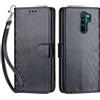 SIENIANLINE Cover per Xiaomi Redmi Note 8 Pro custodia portafoglio Cubo - Nero | 3 scomparti carte, 1 tasca banconote, Chiusura magnetica, Supporto, Pelle PU flip cover per Redmi Note 8 Pro