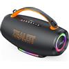 Zealot Cassa Bluetooth portatile da 100W con Luce,24 ore di Riproduzione,Bluetooth 5.3,Impermeabilità IP56,Audio Stereo, AUX da 3,5 mm/TF/USB,Ricarica Type-C