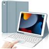IVEOPPE Tastiera per iPad 9/8/7 Generazione 10.2 Pollici/Pro 10.5/iPad Air 3 10.5 | Cover Keyboard Touchpad Staccabile, Italiano QWERTY, Custodia Tastiera Senza Fili Bluetooth con Portapenna, Blu Grigio