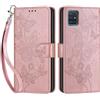 SIENIANLINE Cover per Samsung Galaxy A51 / M40s custodia portafoglio Oro Rosa | 3 scomparti carte, 1 tasca banconote, Chiusura magnetica, Supporto, Pelle PU flip cover per Samsung A51