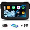 GOHHDL Schermo GPS Carplay per moto, display Carplay Android Auto wireless, Android Auto portatile da 5 pollici touchscreen impermeabile per moto con TF Bluetooth Navigazione Siri