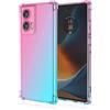 RankOne Custodia per Telefono Adatta per Motorola Moto Edge 50 Fusion (6.7 Inches) Custodia con Gradiente di Colore in Silicone TPU Trasparente - Rosa Verde