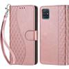 KENHONER Custodia per Samsung Galaxy A51 Cover, Oro rosa | Portafoglio in Pelle PU Retro, Antiurto Flip, Slot per Schede, Funzione Stand, Chiusura Magnetica