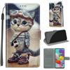 KENHONER Custodia per Samsung Galaxy A51, gatto | Portafoglio Pelle PU, Magnetica, Resistente Agli Urti, Scomparto Carte Credito, Pieghevole, Flip Libro, Motivo