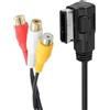 JSER Adattatore Media Port da AMI MDI a 3 RCA Audio Video Femmina AUX, cavo adattatore per musica da 30cm, compatibile con sistema 3G MMI per auto VW AUDI Serie 2014 A4 A6 Q5 Q7