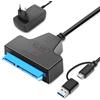 Wowfast Adattatore SATA per USB, per dischi rigidi esterni e interni da 2,5 & 3,5 SSD/HDD SATA a USB Adattatore con alimentatore 12V 2A Compatibile con Windows, Mac e Linux