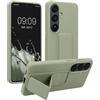 kwmobile 1x Custodia Compatibile con Samsung Galaxy S26 - Cover Supporto Dita - Back Case per Smartphone - Protezione Gommata verde grigio
