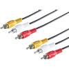 1aTTack.de 1 cavo cinch da 2,5 m, 3 spine cinch a 3 spine cinch, cavo di collegamento audio/video stampato e codificato a colori per TV, lettore DVD, proiettore, console, ricevitore