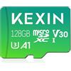 KEXIN Micro SD 128GB Scheda SD 128 GB Scheda di Memoria Microsd Card fino a 100 MB/s per Telefono, Videocamera, Switch, Gopro, Tablet