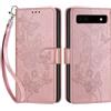 SIENIANLINE Cover per Google Pixel 6A custodia portafoglio Oro Rosa | 3 scomparti carte, 1 tasca banconote, Chiusura magnetica, Supporto, Pelle PU flip cover per Pixel 6A