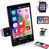 VECHTEL Autoradio 1 Din con Carplay Android Auto, Schermo Tactile Rotazione Manuale da 10,4 pollici Stereo Auto Bluetooth, Radio FM, Mirror Link, 2 USB, Telecamera Posteriore