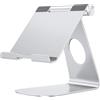 OMOTON Supporto per Tablet in Alluminio, Supporto per Tablet Regolabile e Resistente, con Comoda Porta di Ricarica, Compatibile con iPad 10.9/10.2, iPad Pro 13/12.9 e Altri fino a 13 Pollici, Argento