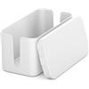 deleyCON Gestione Cavi Box Cavo Organizer Box Casetta Cavi 23,5cm x 11,5cm x 11,5cm Plastica Robusta 2 Guide Laterali per Cavi Protezione e Sicurezza Bianco