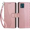 SIENIANLINE Cover per Motorola Moto E13 custodia portafoglio Cubo - Oro Rosa | 3 scomparti carte, 1 tasca banconote, Chiusura magnetica, Supporto, Pelle PU flip cover per Moto E13