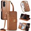 FERLAN Cover per Samsung Galaxy A25 5G, Fiori Custodia a Libro Portafoglio Antiurto in Pelle PU Flip Case Interna Silicone con Porta Carte, Supporto, Chiusura Magnetica e Cinturino, Marrone