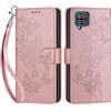 SIENIANLINE Cover per Samsung Galaxy A12 custodia portafoglio Oro Rosa | 3 scomparti carte, 1 tasca banconote, Chiusura magnetica, Supporto, Pelle PU flip cover per Samsung A12