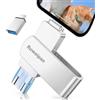 Ruweipan Chiavetta USB per Phone,[Senza APP] 128GB Pendrive USB C 4 in 1 Memoria Esterna USB 3.0 Chiavetta per Scaricare Foto Photostick per OTG Android/Smartphone/PC/Tablet/Pad/iOS(128G,Argento)