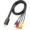 Neoteck Convertitore AV-HDMI 1080P Adattatore AV a HDMI Conversione 16:9/4:3 Adattatore Audio Video Composito CVBS Supporta PAL/NTSC per Wii/PS1/PS2/N64 Cavo da RCA Maschio a HDMI Maschio 1.5M