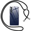 Pnakqil Cover per Samsung Galaxy S25 FE con Cordino, Trasparente Custodia con Laccio Tracolla Cellulare Girocollo Collana Protettiva per Samsung S25 FE 6.7, Nero
